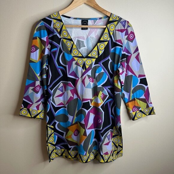 The Metropolitan Museum of Art Blouse Top Womens Sz S Multicolor Abstract Tunic - Picture 1 of 8